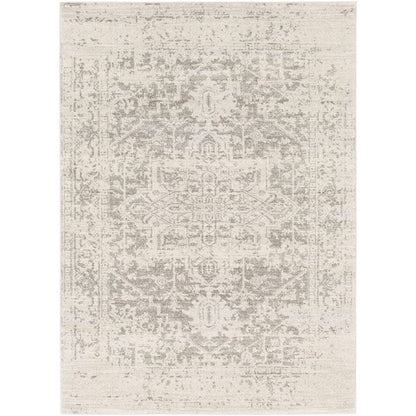 Alfombra oriental desgastada de 3' x 5' en gris claro/beige
