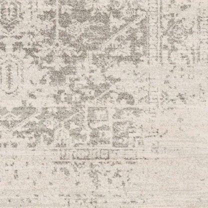 Alfombra oriental desgastada de 3' x 5' en gris claro/beige
