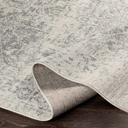Alfombra oriental desgastada de 5' x 7' en gris claro/beige