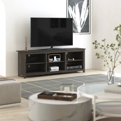 Mueble de TV de madera marrón oscuro de 70 pulgadas para televisores de hasta 78 pulgadas