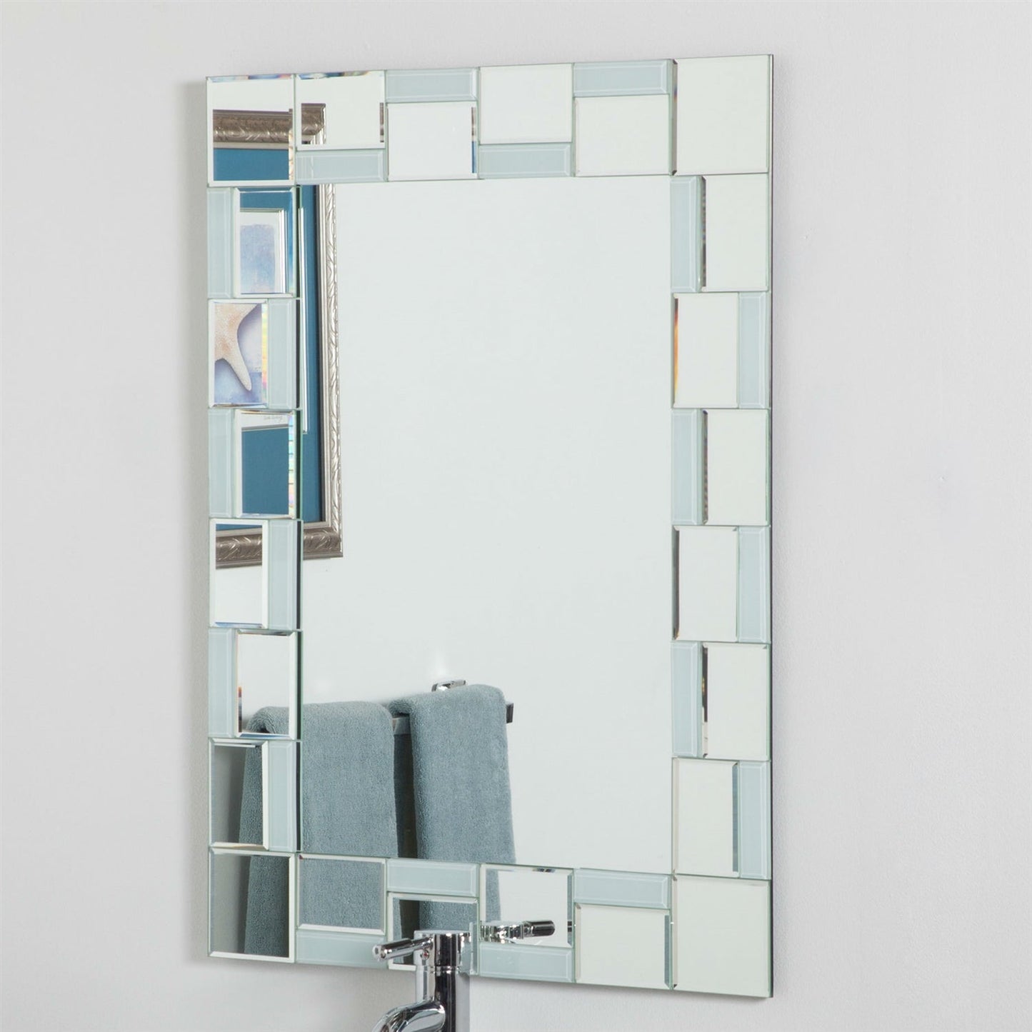 Espejo de baño rectangular moderno de 31,5 x 23,6 pulgadas con borde único