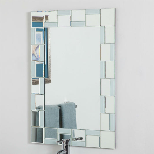 Espejo de baño rectangular moderno de 31,5 x 23,6 pulgadas con borde único