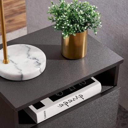 Mesita de Noche Auxiliar de Estilo Moderno de Mediados de Siglo en Acabado de Madera Gris Oscuro