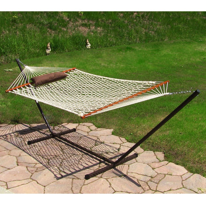 Juego de hamaca de cuerda con soporte, almohadilla y almohada de 55 x 144 pulgadas - Rayas del desierto