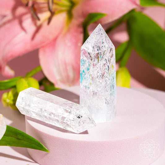 Limitless Manifestation Ice Quartz Point crystal decor two clear quartz pieces Conscious Items on Tampa Home & Garden Store