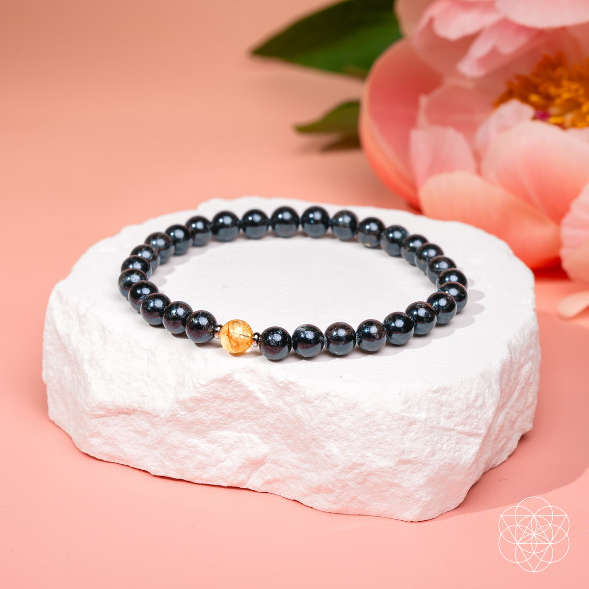 Arfvedsonite Deep Healing Bracelet 6mm Conscious Items dark blue-black beads with accent on Tampa Home & Garden Store