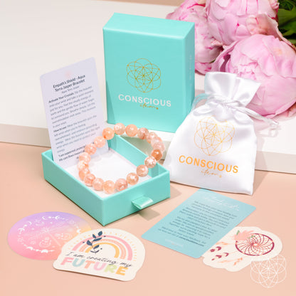 Bracelet The Woman You’re Becoming Sakura Flower Agate peach-pink beads by Conscious Items on Tampa Home & Garden Store