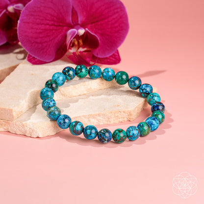 Cleopatra’s Wise Stone rare Peruvian chrysocolla bracelet with turquoise blue-green beads on Tampa Home & Garden Store