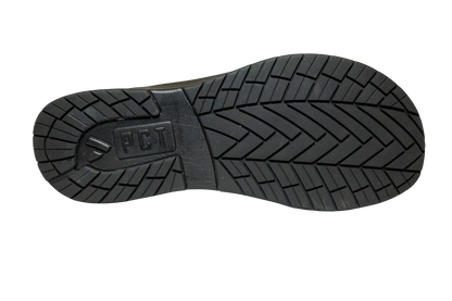 PCT Urban Hiker boot sole in black rubber with rugged tread and PCT logo on Tampa Home & Garden Store
