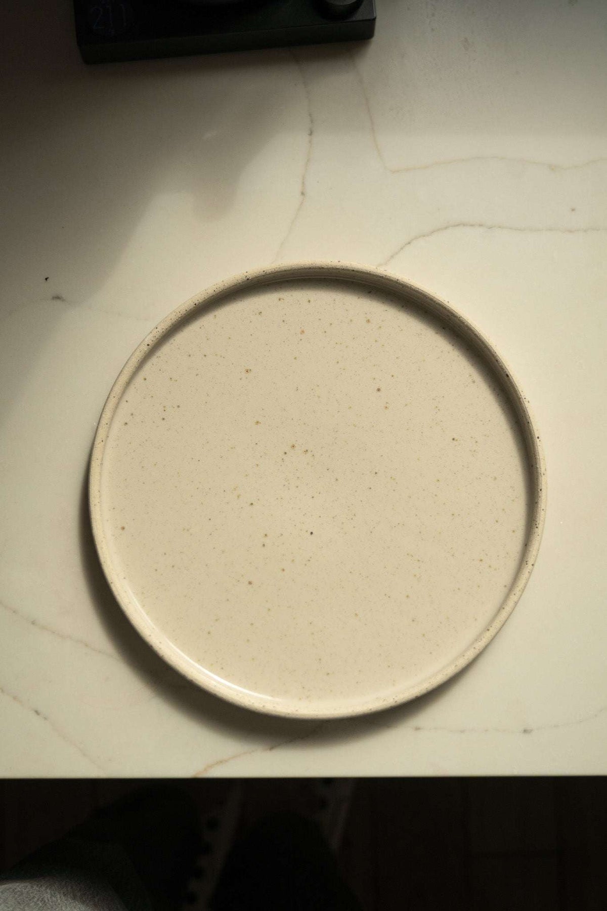 Handmade stoneware plate white with speckles on Tampa Home & Garden Store
