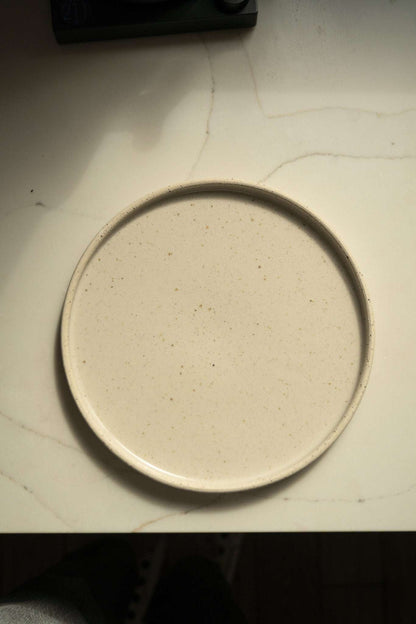 Handmade stoneware plate white with speckles on Tampa Home & Garden Store