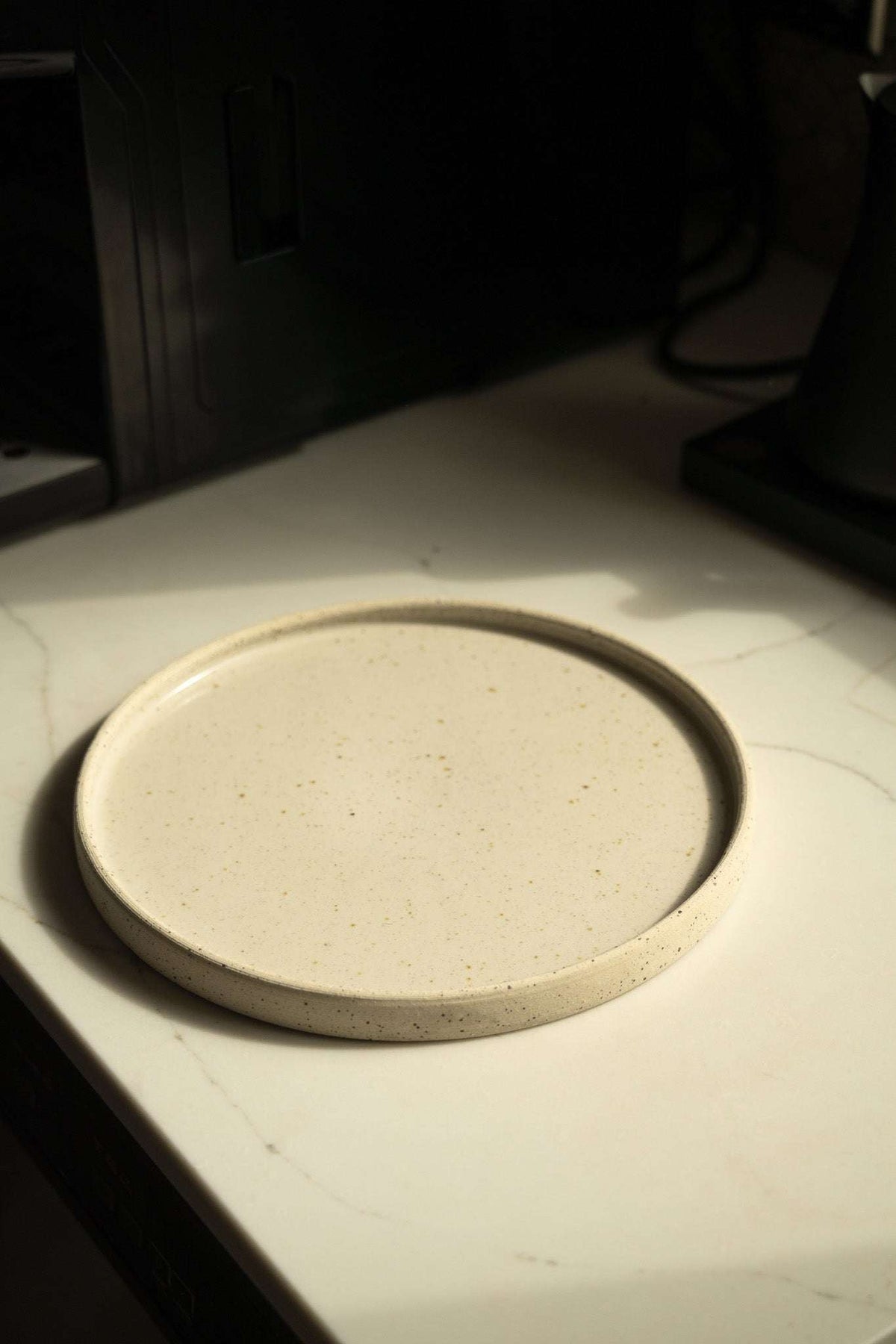 Handmade stoneware plate white with speckles, speckled dinner plate by CREATING COMFORT on Tampa Home & Garden Store