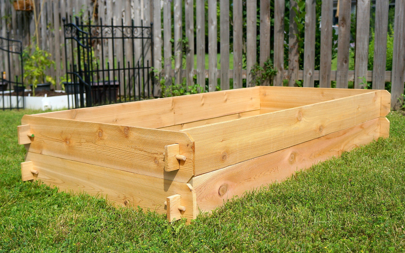 Timberlane Gardens raised garden bed kit double deep cedar, two 3x6 frames on lawn on Tampa Home & Garden Store