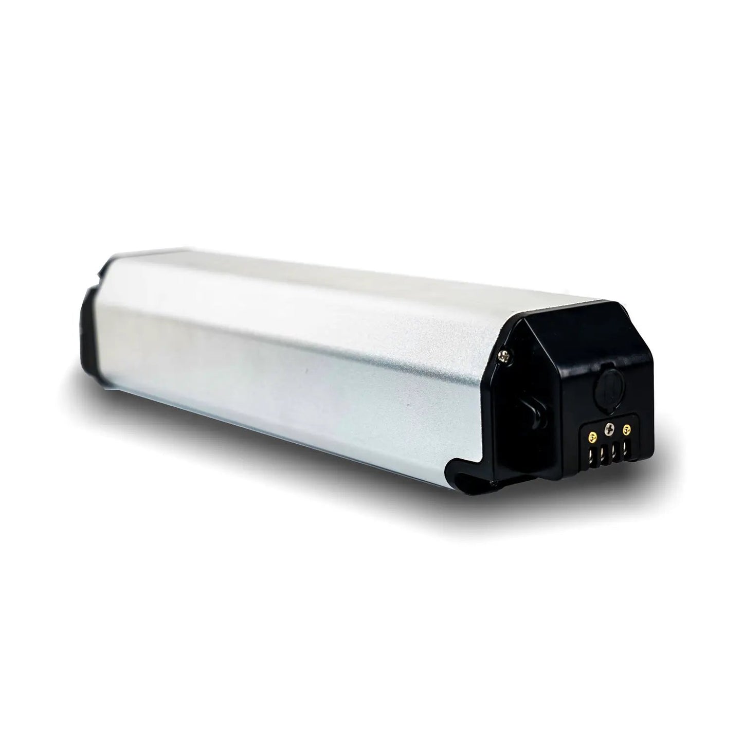 EUNORAU bike battery pack, silver aluminum body with black end cap and multi-pin connector on Tampa Home & Garden Store