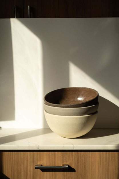 Stoneware large fruit bowl Pumpernickel with beige brown bowls by Creating Comfort on Tampa Home & Garden Store