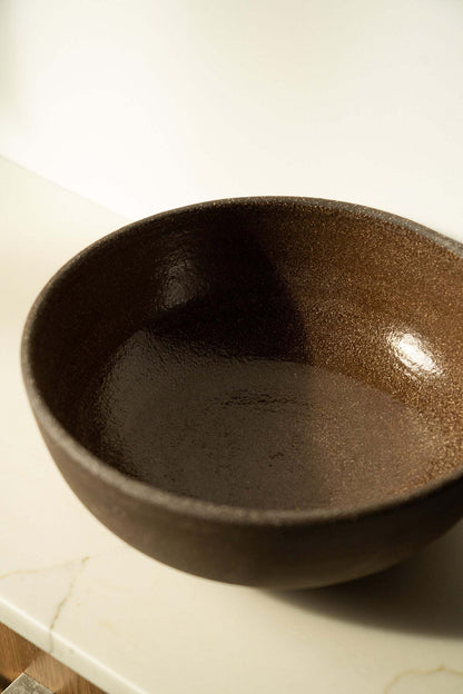 Stoneware large fruit bowl Pumpernickel in dark brown speckled glaze by Creating Comfort on Tampa Home & Garden Store