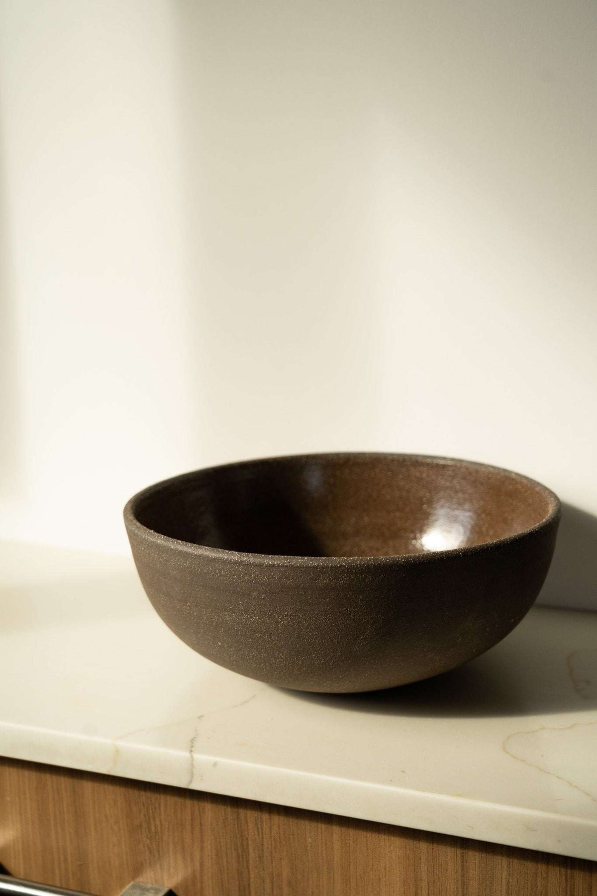 Stoneware Large Fruit Bowl Pumpernickel brown by Creating Comfort serving bowl on Tampa Home & Garden Store