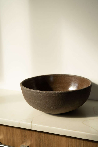 Stoneware Large Fruit Bowl Pumpernickel brown by Creating Comfort serving bowl on Tampa Home & Garden Store