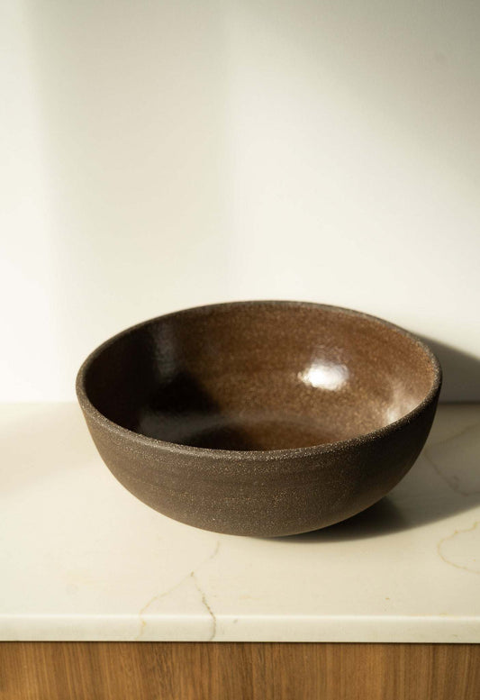 Stoneware Large Fruit Bowl Pumpernickel, brown speckled ceramic by Creating Comfort, 2 bowls on Tampa Home & Garden Store