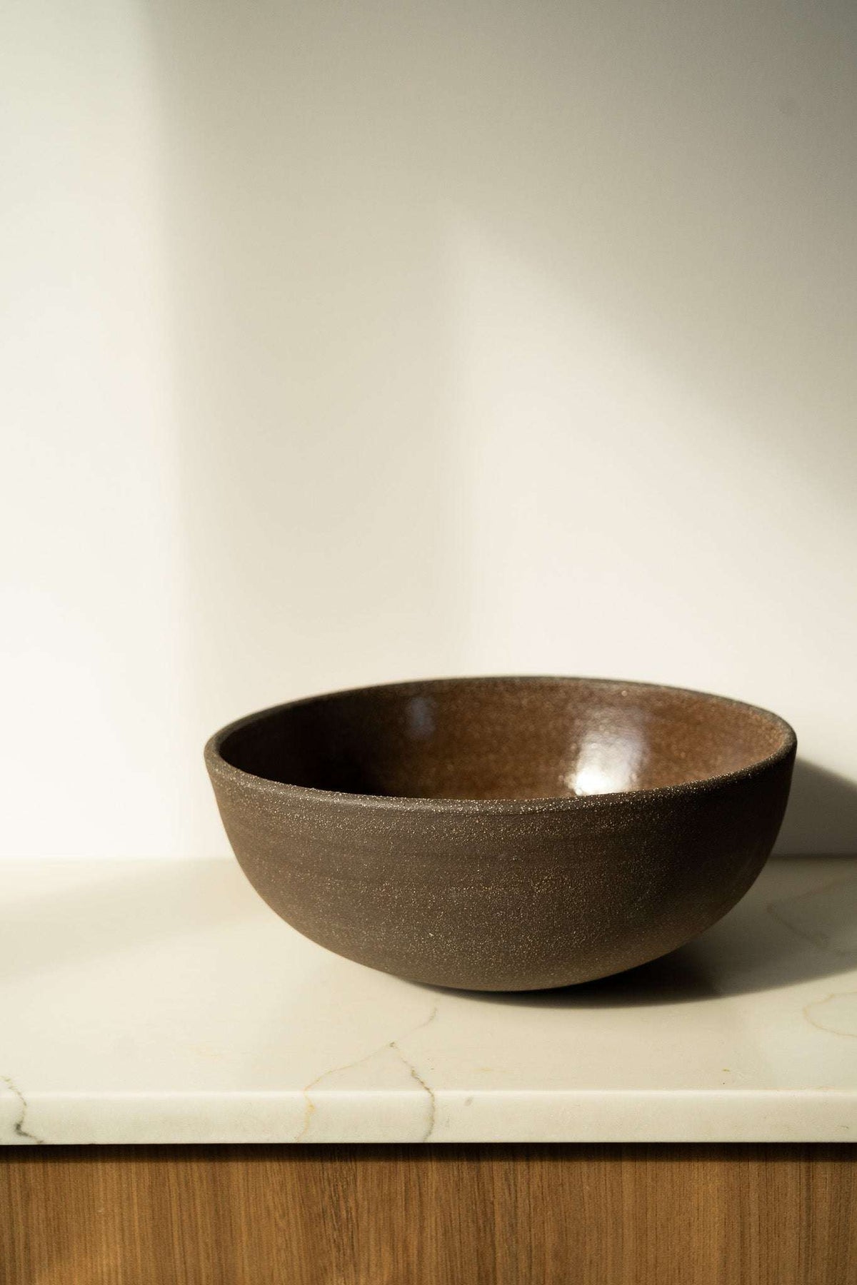 Stoneware large fruit bowl Pumpernickel brown speckled finish by Creating Comfort serving bowl on Tampa Home & Garden Store