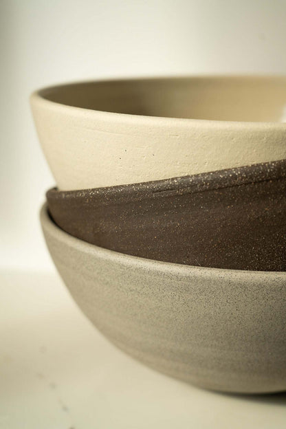 Stoneware large fruit bowl Pumpernickel beige and brown glaze by Creating Comfort on Tampa Home & Garden Store