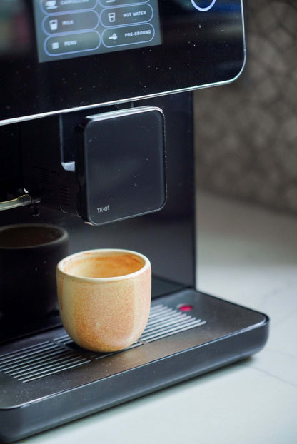 Handmade Beige Stoneware and Espresso Cup