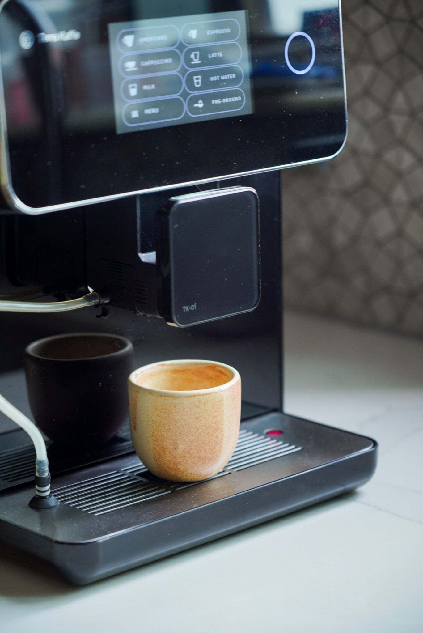 Handmade Beige Stoneware and Espresso Cup