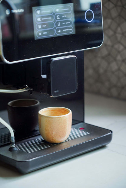 Handmade Beige Stoneware and Espresso Cup