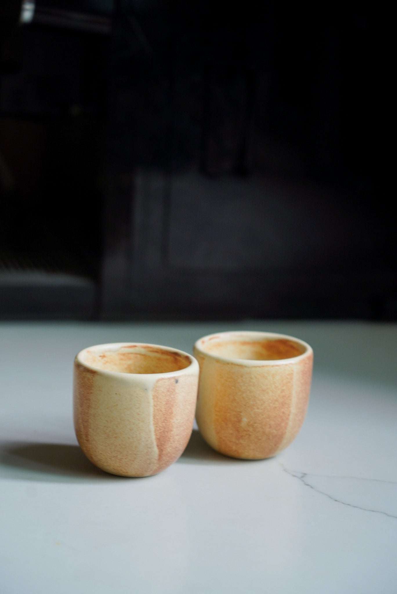 Handmade Beige Stoneware and Espresso Cup