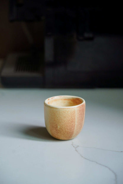 Handmade Beige Stoneware and Espresso Cup