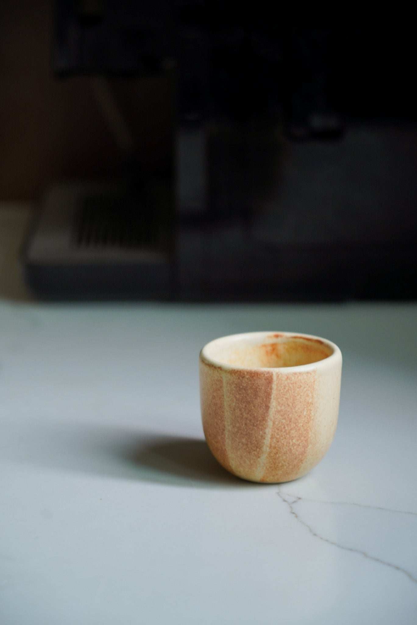 Handmade Beige Stoneware and Espresso Cup
