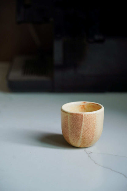 Handmade Beige Stoneware and Espresso Cup