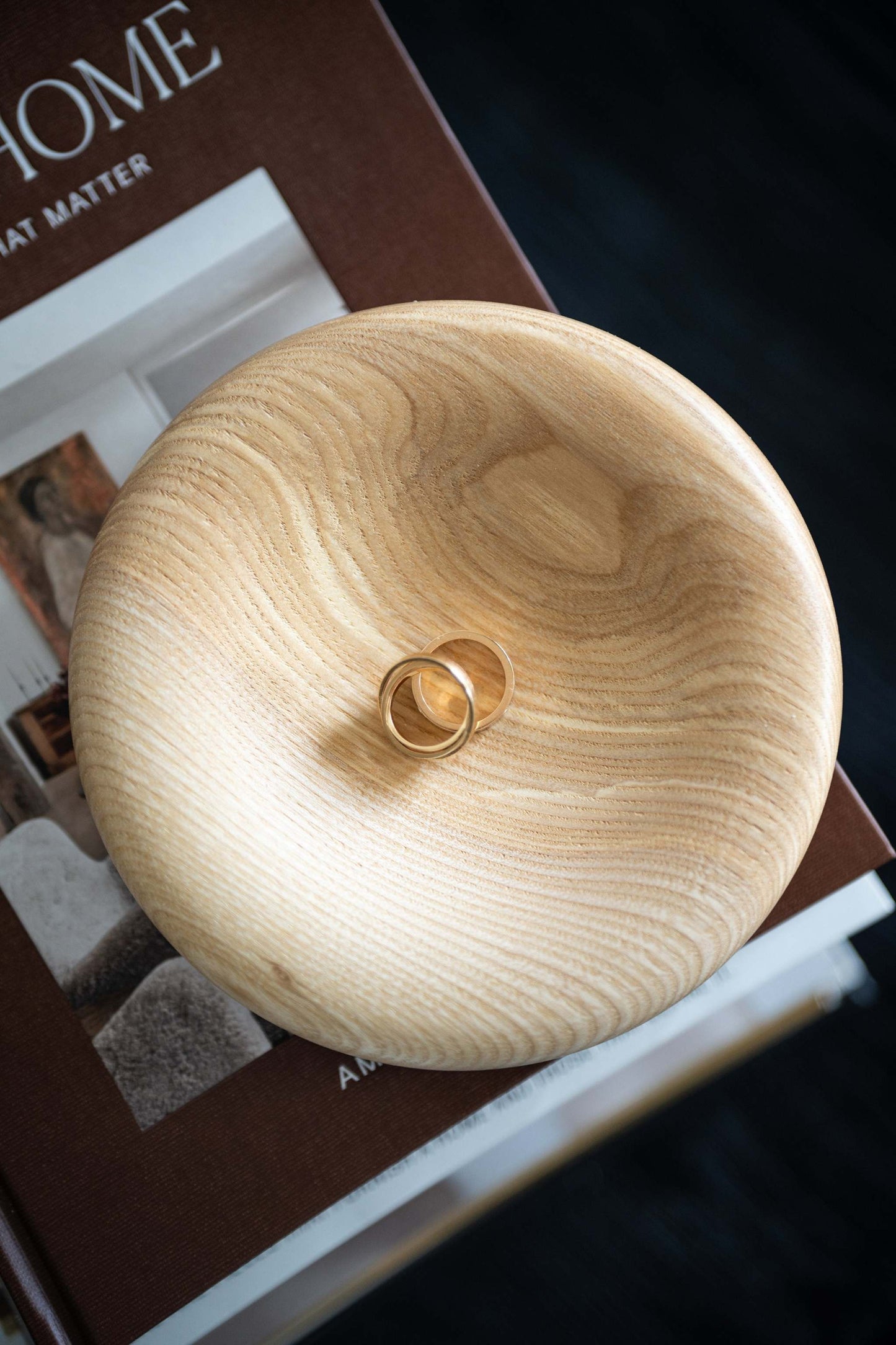 Hand Carved Wooden Jewelry Tray On A Vanity