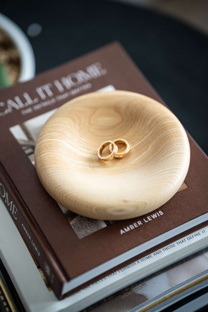 Hand Carved Wooden Jewelry Tray On A Vanity
