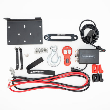 Carbon 4.5k ATV/Trailer Winch with mounting plate and control handle by Carbon Offroad USA on Tampa Home & Garden Store