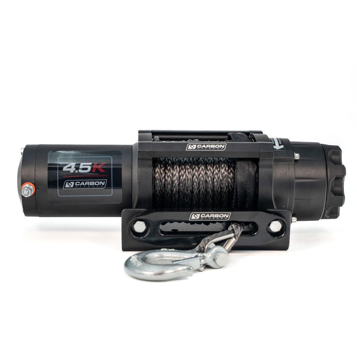 Carbon 4.5K 4500lb Winch by Carbon Offroad USA, black housing with steel cable and hook on Tampa Home & Garden Store