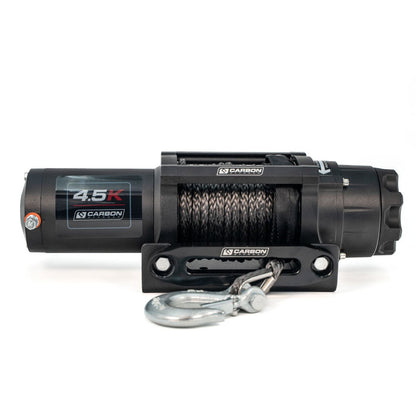 Carbon 4.5K 4500lb Winch by Carbon Offroad USA, black housing with steel cable and hook on Tampa Home & Garden Store