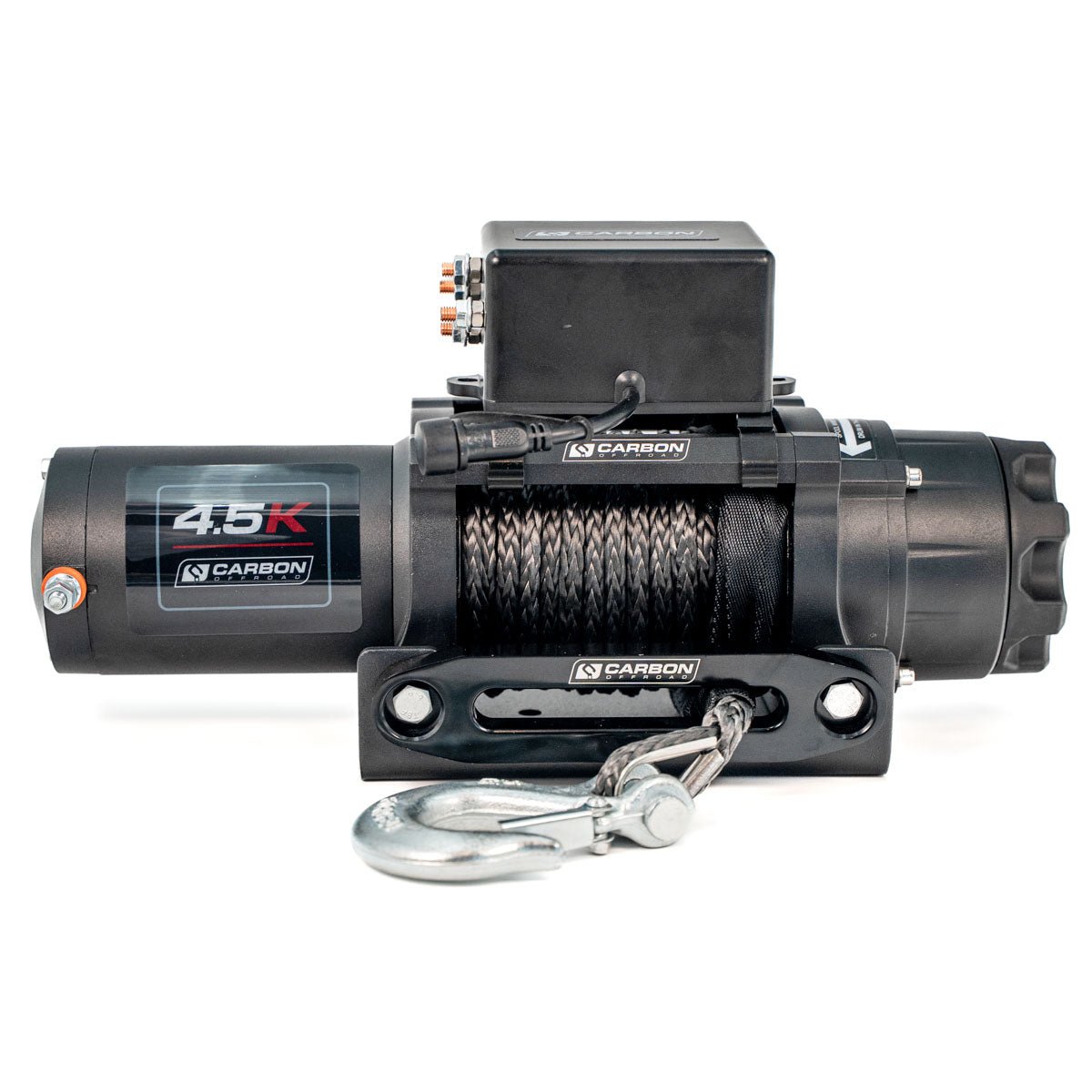 Carbon Offroad USA 4.5K ATV/Trailer winch with black steel housing and braided wire rope on Tampa Home & Garden Store