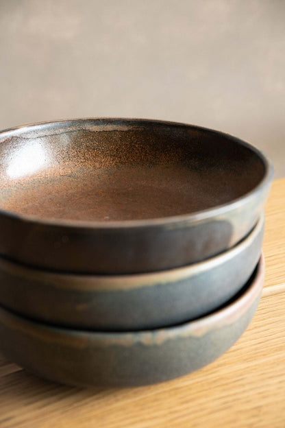 Rust Hand Dipped Stoneware Pasta and Bowl
