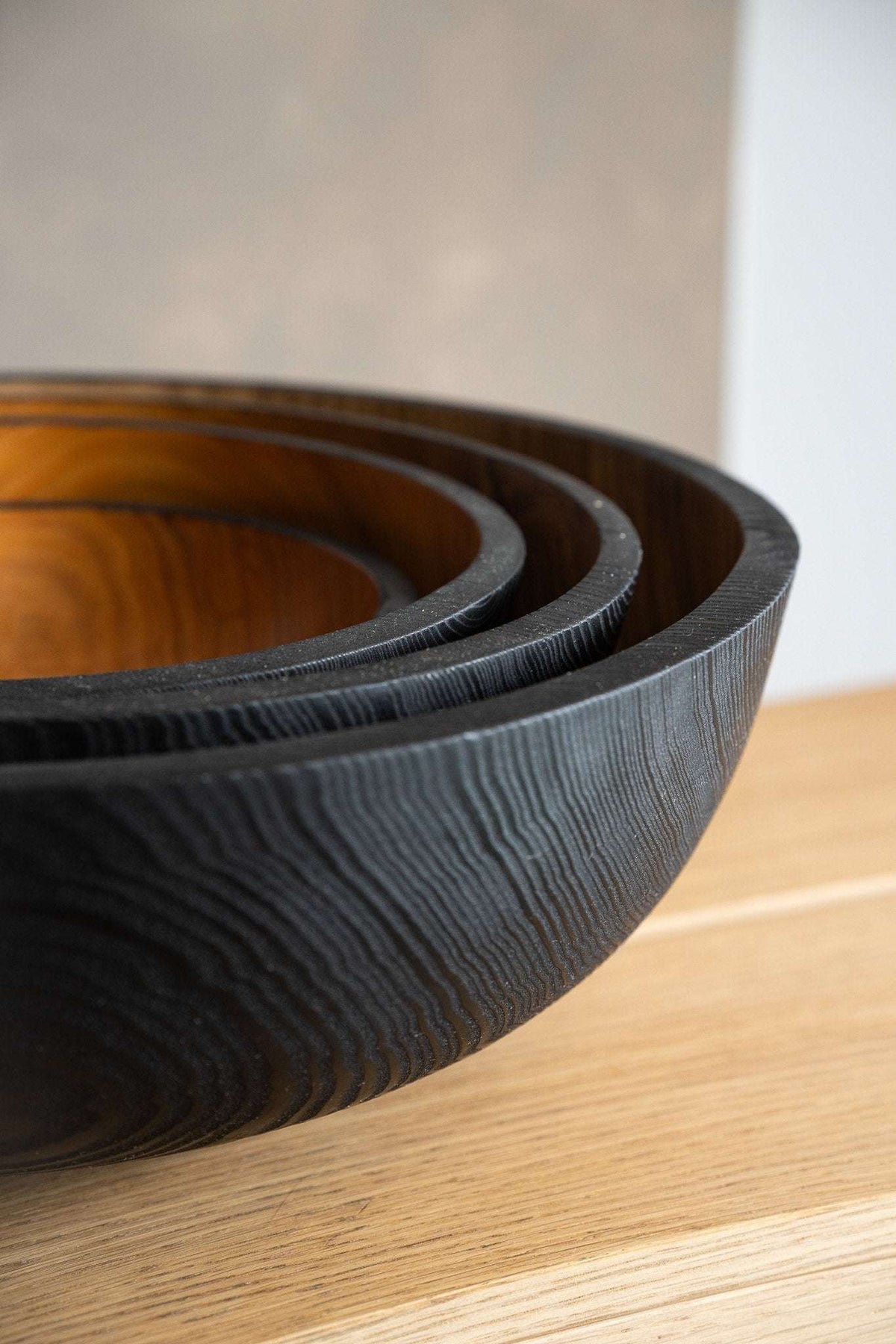 Hand carved extra large wooden fruit bowl with half-charred exterior by CREATING COMFORT on Tampa Home & Garden Store
