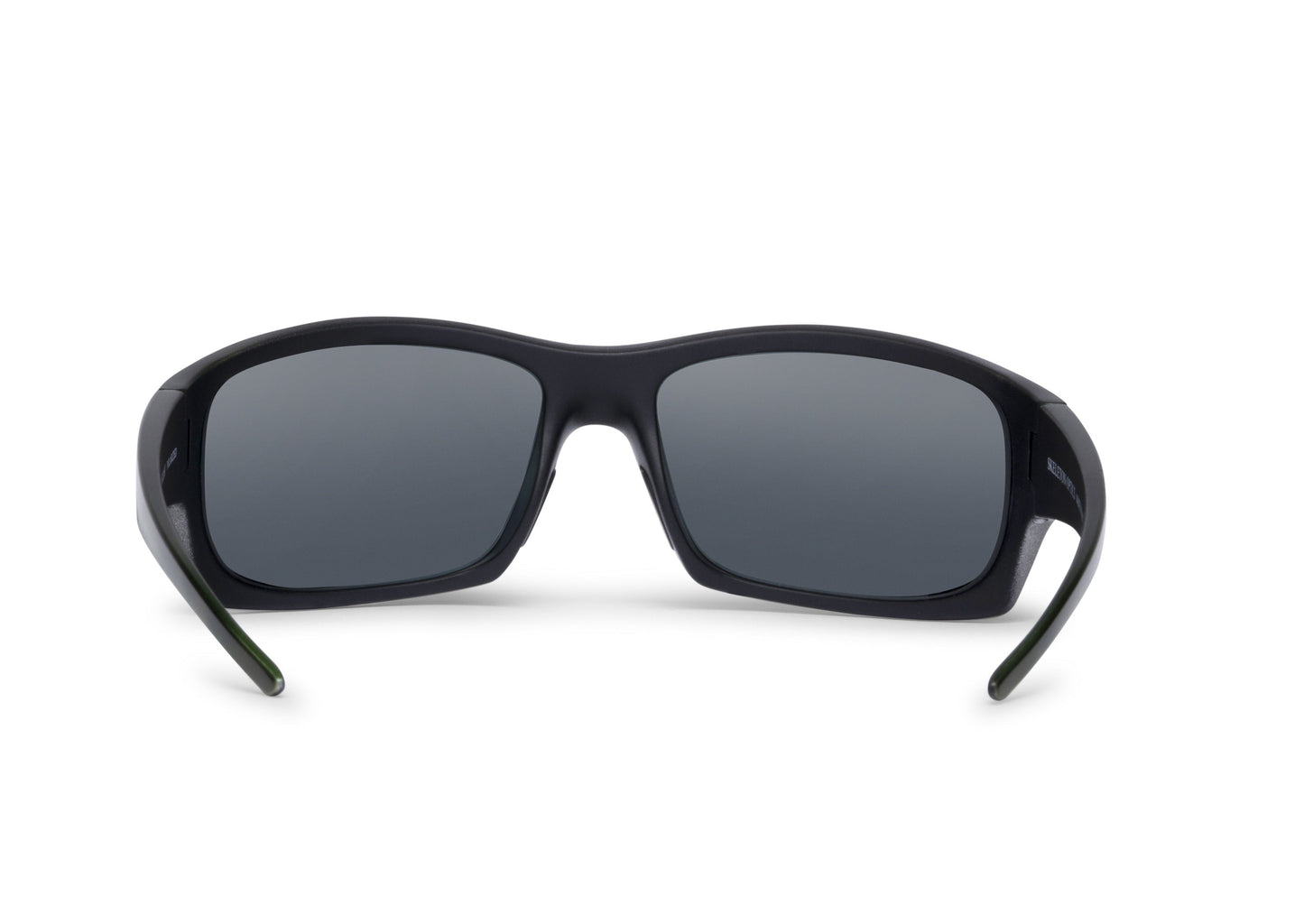 Outlaw Bass sunglasses by Skeleton Optics with black wraparound frame and dark gray lenses on Tampa Home & Garden Store