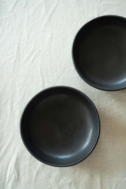 Handcrafted Black Matte Stoneware Pasta Bowl