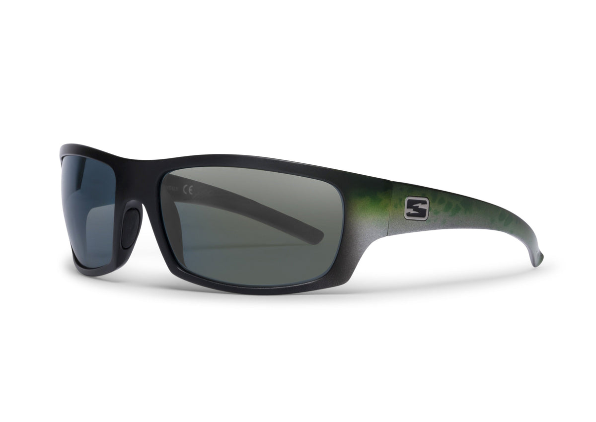 Renegade Bass sunglasses by Skeleton Optics with matte black frame and dark gray lenses on Tampa Home & Garden Store