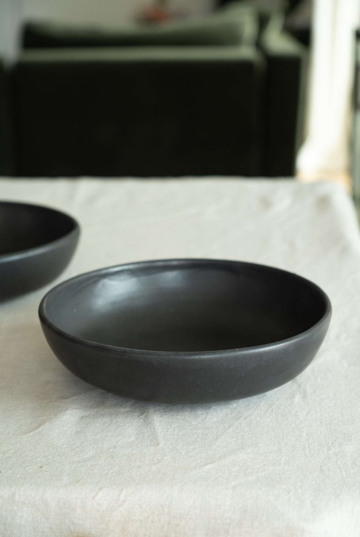 Handcrafted Black Matte Stoneware Pasta Bowl