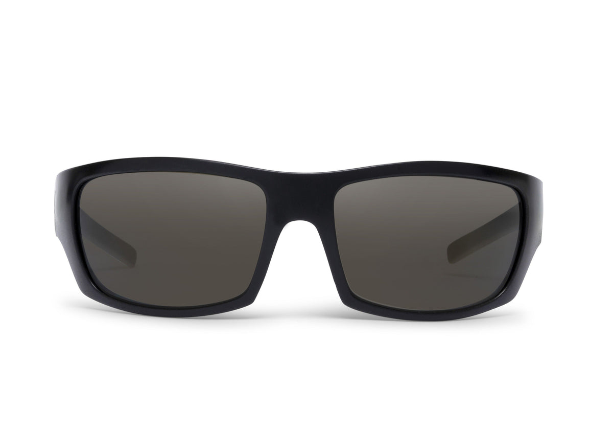 Renegade Bass sunglasses by Skeleton Optics, black matte frame with dark gray lenses on Tampa Home & Garden Store