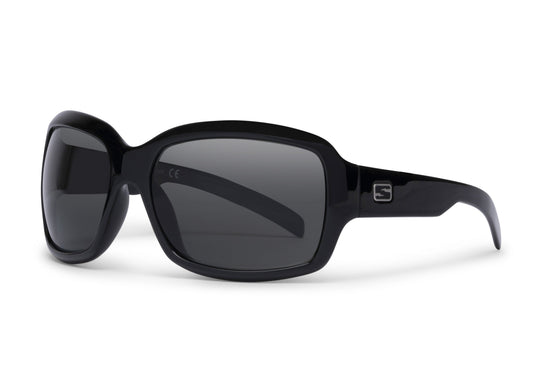 Serena Gloss Black sunglasses by Skeleton Optics, glossy black frame and rectangular lenses on Tampa Home & Garden Store