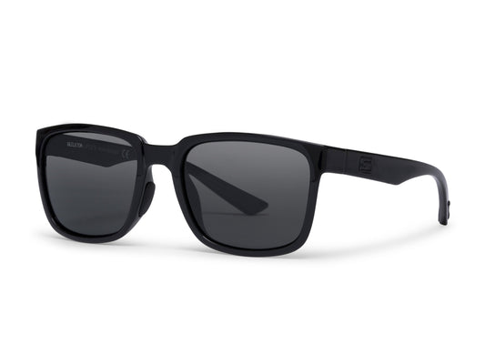 Lindsey Gloss Black sunglasses with black glossy frames and dark lenses by Skeleton Optics on Tampa Home & Garden Store