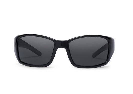 Flo Gloss Black sunglasses by Skeleton Optics, glossy black frame with dark lenses on Tampa Home & Garden Store