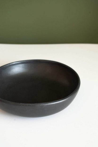 Handcrafted Black Matte Stoneware Pasta Bowl