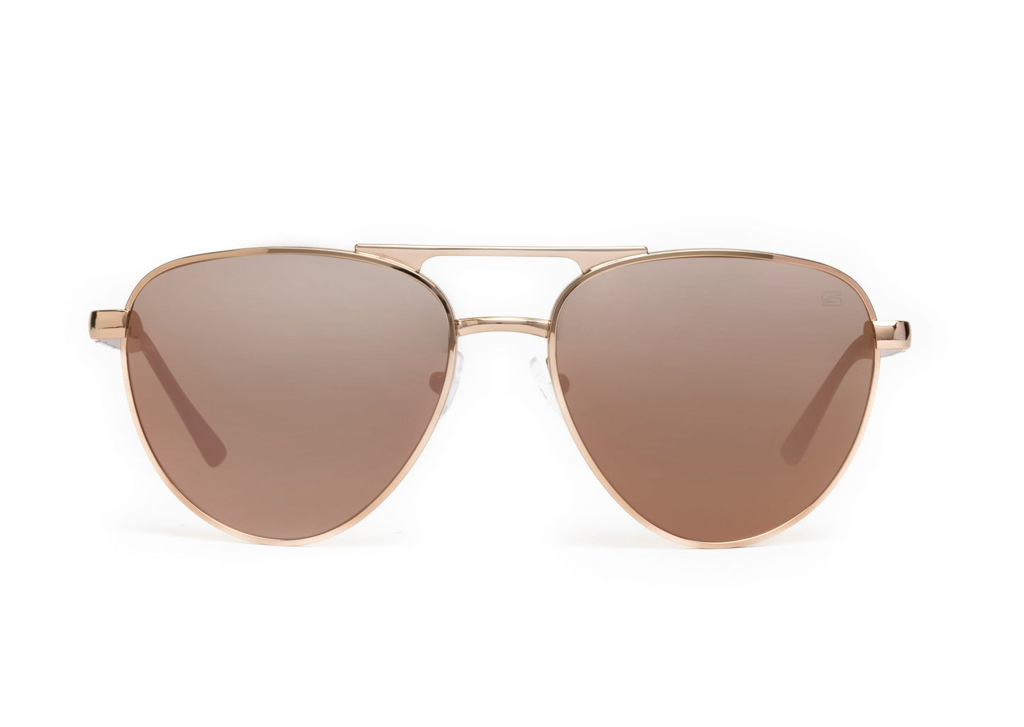 Dara Aviator Rose Gold sunglasses by Skeleton Optics, rose-gold metal frame with brown lenses on Tampa Home & Garden Store